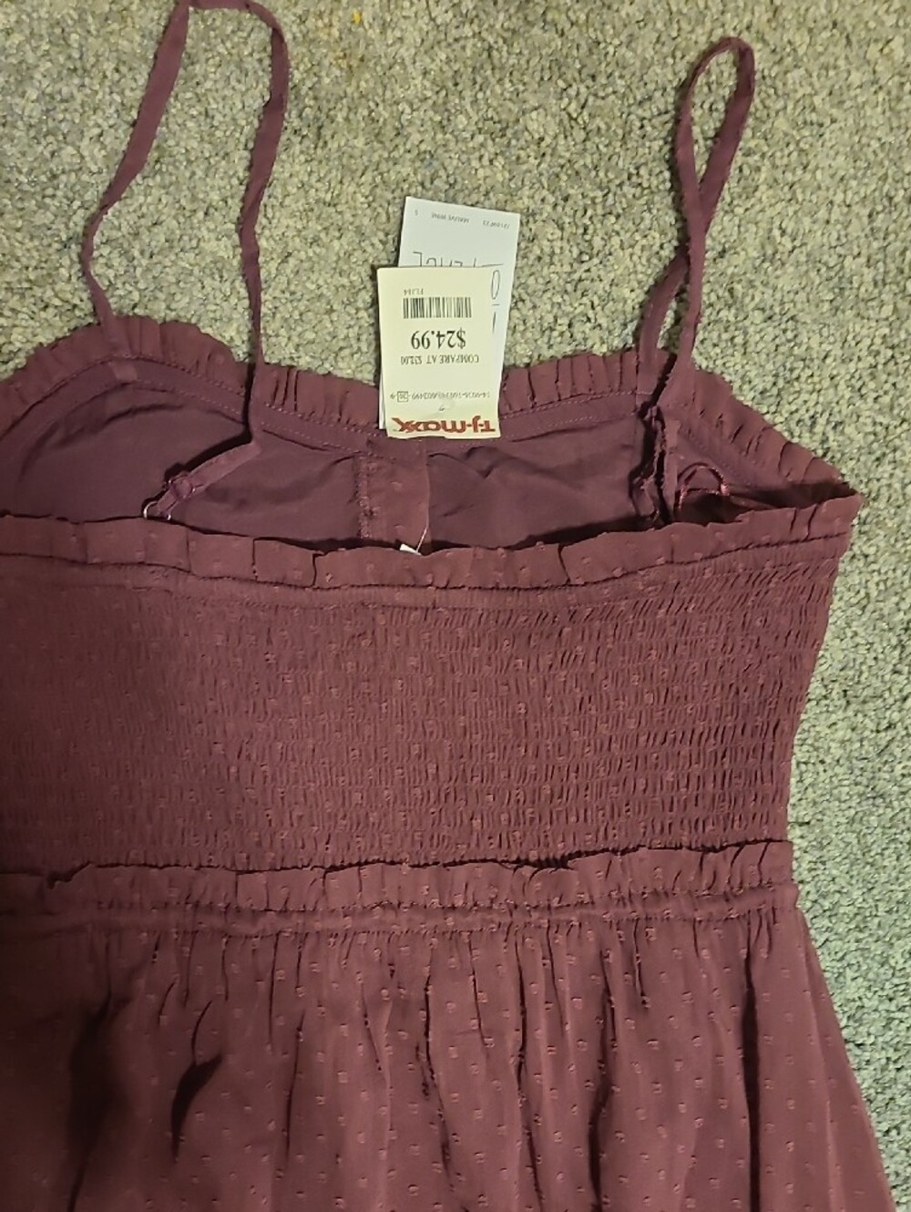 FLAWED-Patrons Of Peace Swiss Dot Burgundy Maxi - Picture 8 of 13